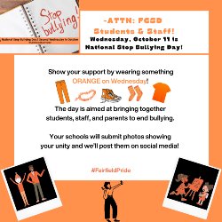 National Stop Bullying Day - Wear orange to show support.